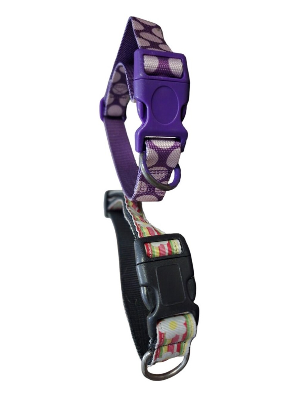 Dog Collars- Adjustable Purple Geometric & Floral-Accent Dog Collar- Med- Lg Dog